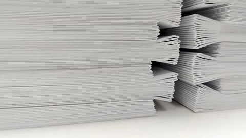 Close-up of a stack of glued book blocks prepared for binding in a printing hous Stock Footage 311166494