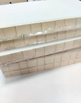 Close-up, a stack of glued book blocks prepared for binding in a printing h.. Stock Photos