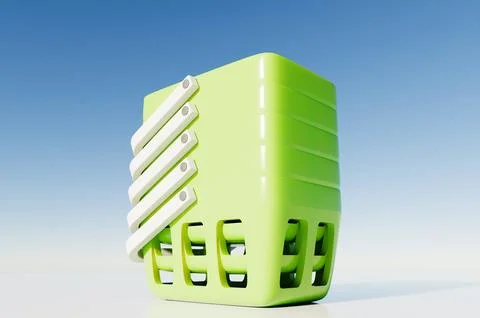 Close up of stack of grocery baskets from supermarket. 3d rendering illustrat Illustrazione stock