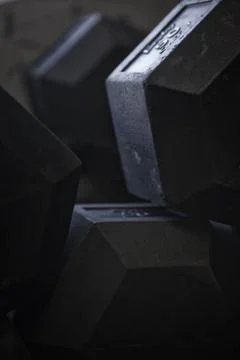 Close-up of a stack of heavy barbells Stock Photos