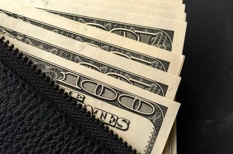 Close-up of a stack of hundred-dollar bills Stock Photos