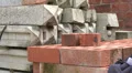 Close up of a stack of orange bricks HD Footage