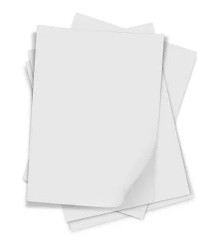Close up of stack of papers with curl on white background Stock Photos