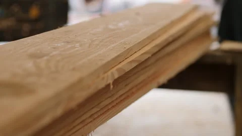 Close Up, Stack of planed Douglas fir planks Stock Footage 304594182