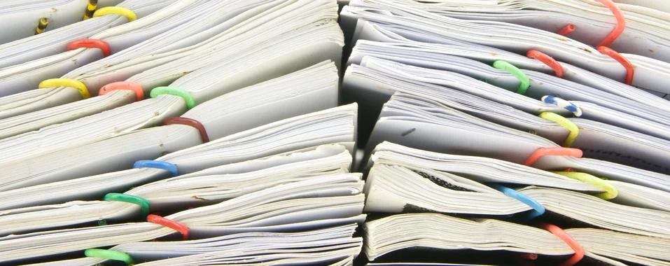 Close up stack of sales and receipt Stock Photos