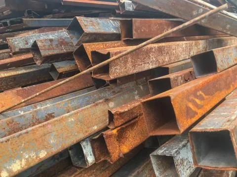 Close up Stack of steel bar at construction site Stock-Fotos