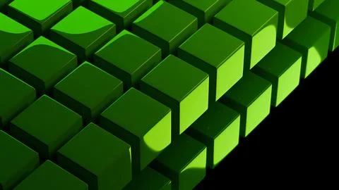 Close-up of stacked cubes in abstract green perspective Stockillustratie