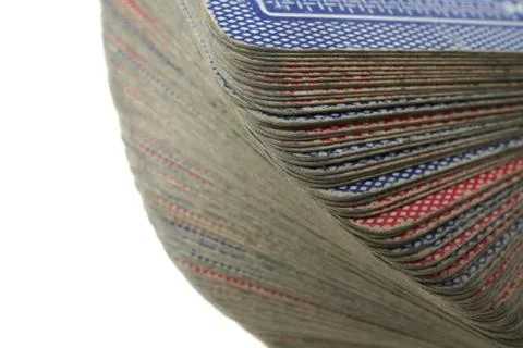 Close up of stacked deck of cards - face down Stock Photos