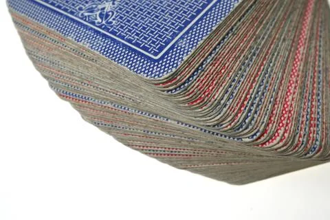 Close up of stacked deck of cards - face down Stock Photos