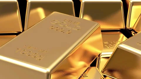 Close-up of stacked gold bars Stock-Footage 333338866