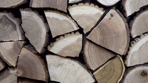 Close-up stacked log of firewood as a background Stock Footage 87615738