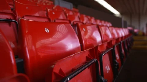 Close up on stadium seating on the Kop- Anfield, Liverpool football club 動画素材 124608000