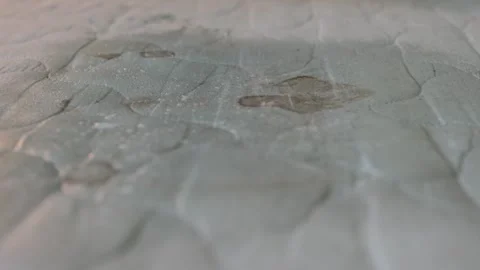Close-up of stained mattress surface before deep cleaning with visible dark Stock Footage 309293202