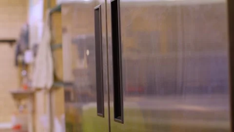 Close up of stainless steel refrigerator. Stock Footage 305047489
