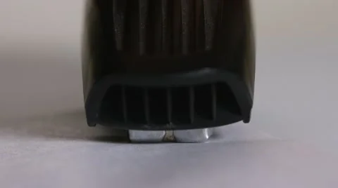 Close up of stapler, stapling sheets of paper 7 Video stock 64478354