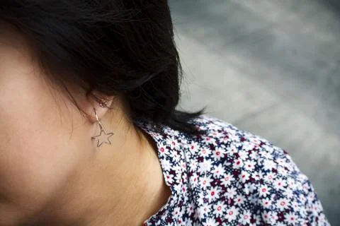 Close-up Star Earring Foto stock