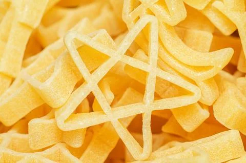 Close-up of star-shaped pasta, a fun and unique food for children's meals 스톡 사진