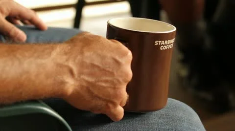 Close Up Starbucks Mug Stock Footage