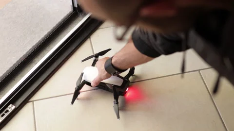 Close up of starting drone. Shallow depth of field Video stock 137018194