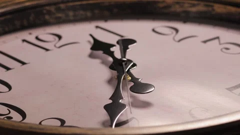 Close Up Static Shot of Antique Clock Face and Ticking Second Hand Stock Footage 336090699