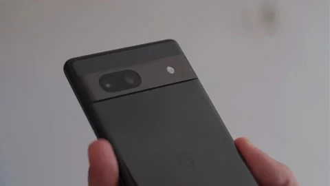 Close-Up Static Shot of Google Pixel 7A Smartphone Camera Module Stock Footage 324702520