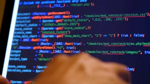 Close-up Static Shot screen, IT specialist programmer work at home typing code 스톡 동영상 334586452