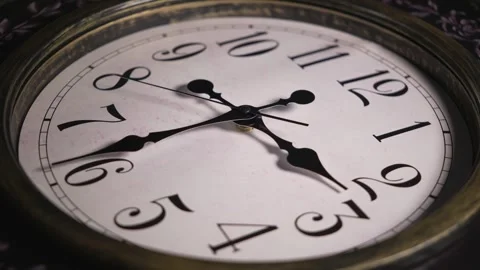Close Up Static Shot of Vintage Clock with Rapidly Spinning Hands Stock Footage 336090923