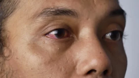 Close-up static video eye irritation due to bacteria. Vídeos de archivo 317496410