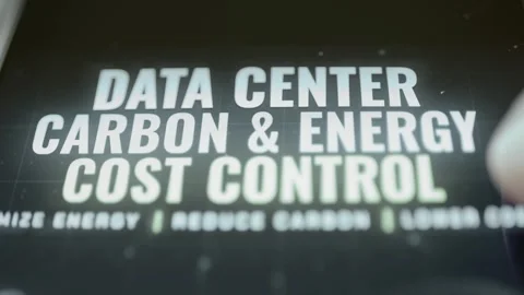 Close static view shows the illuminated Data Center Carbon and Energy Cost Stock Footage 343367077