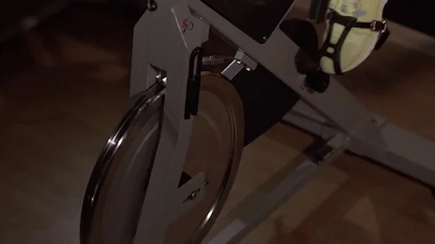 Close-up of stationary bicycle in work Stock-Footage 73789823