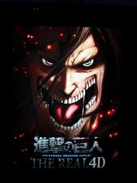Close up of Statue of gigantic humanoid  from Attack on Titan - Shingeki No Kyoj Stock Photos