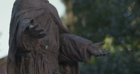 Close-up of statue hands of Blessed Julian Cesarello Stock-Footage 334103745