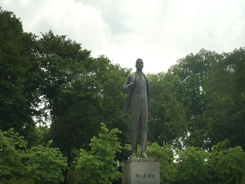 Close up of a statue of vladimir lenin in hanoi Stock Footage