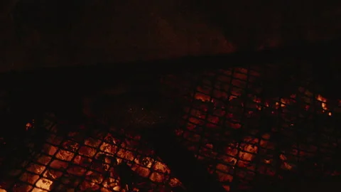 Close up of steak being placed on a flaming BBQ grill Stock Footage 135820920