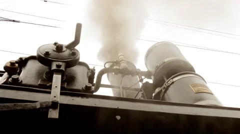 Close up of steam engine locomotive train. historical transportation background Stock Footage 43550018