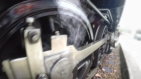 Close up of steam engine wheels. locomotive background Stock Footage 43619016