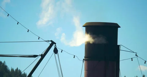 Close up of Steam from Ferry boat Видео 53889926