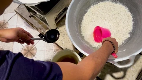 Close-Up of Steamed Grated Coconut Texture. Video stock 336891040