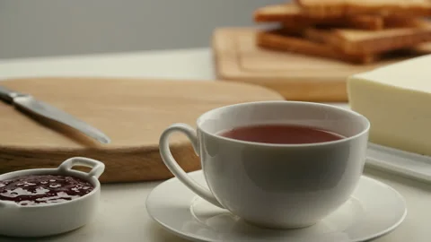 Close-up steaming hot coffee or tea cup Stock Footage 147968327