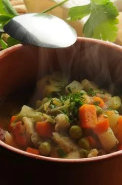 Close up on steaming minestrone Stock Photos