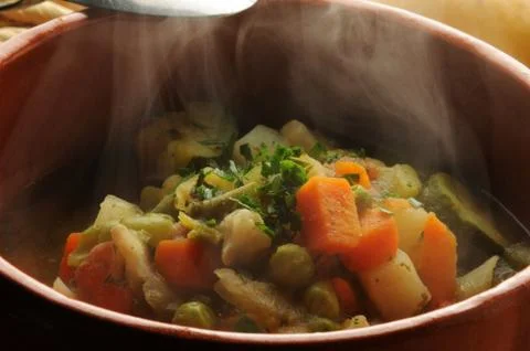 Close up on steaming minestrone Stock Photos