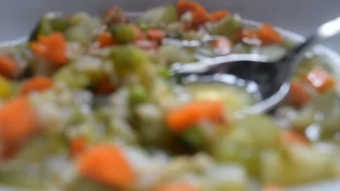Close up on steaming vegetable soup Stock Footage 145778028