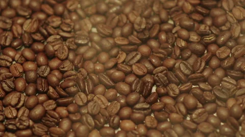 Close-Up Steamy Coffee Beans In Slow Motion Stock Footage 46738349