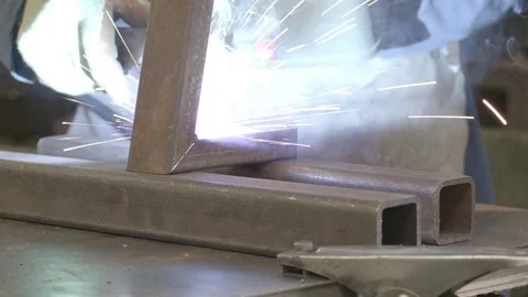 Close-up of a steel worker welding Video stock 74760609