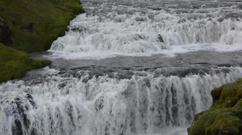 Close up of step waterfall, Iceland Stock Footage 33747389
