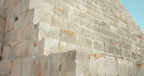 Close-up of stepped stone architecture on Chichen Itza pyramid in Yucatan Mexico Stock Footage 315436814