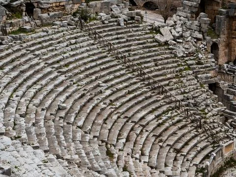 Close-up of steps in an ancient amphitheater Stock Photos