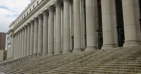 Close up of The Steps of the Impressive United States Postal Office Building  Stock Footage 111867687