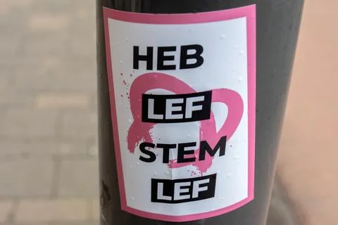 Close Up Sticker Heb Lef Stem Lef At Amsterdam The Netherlands 26-3-2026 Stock Photos