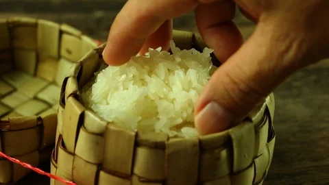 Close up sticky rice in studio Chiangmai Thailand Stock Footage 114096065